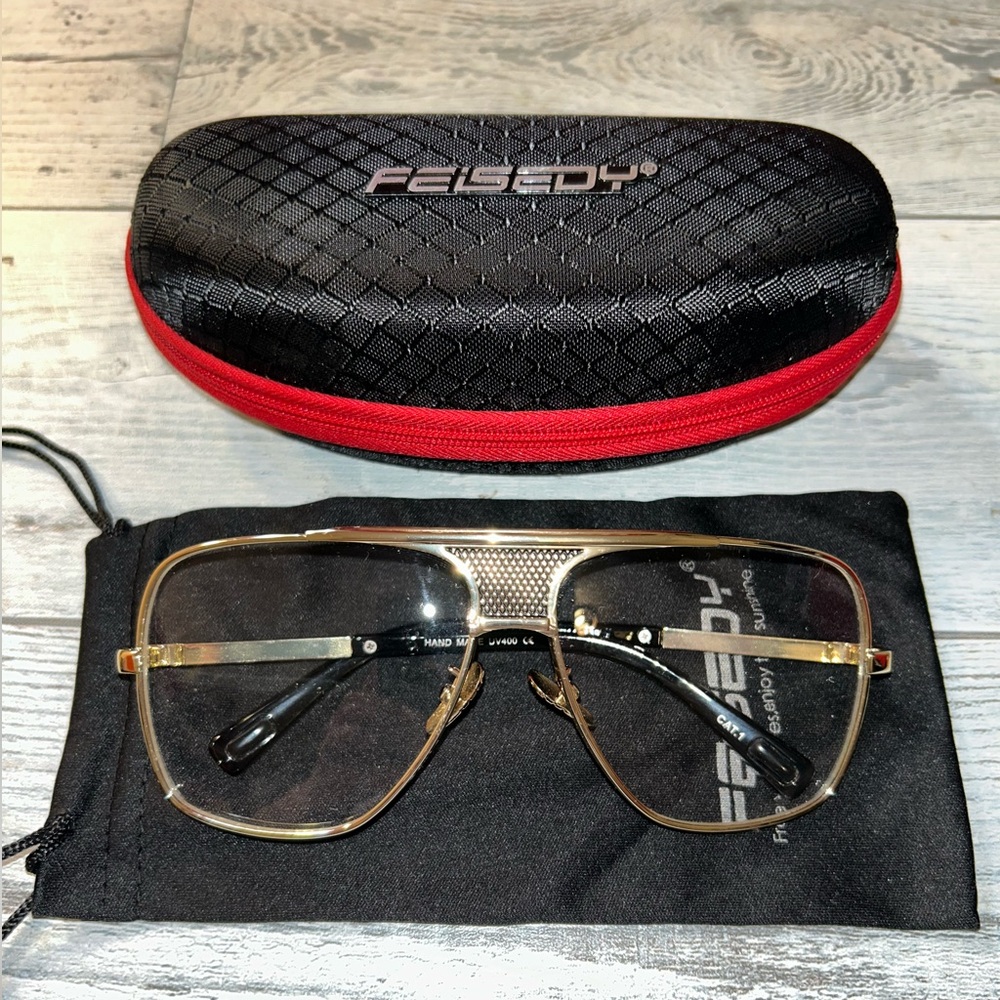 Large gold aviator style glasses